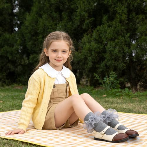 Girls Ruffle Socks Double Lace Turn Cuff Frilly Church Dress Socks - Image 3