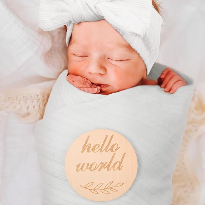 AQOKKA Newborn Receiving Blanket Wheat Ear Bow Hat Hairband Set - Image 7