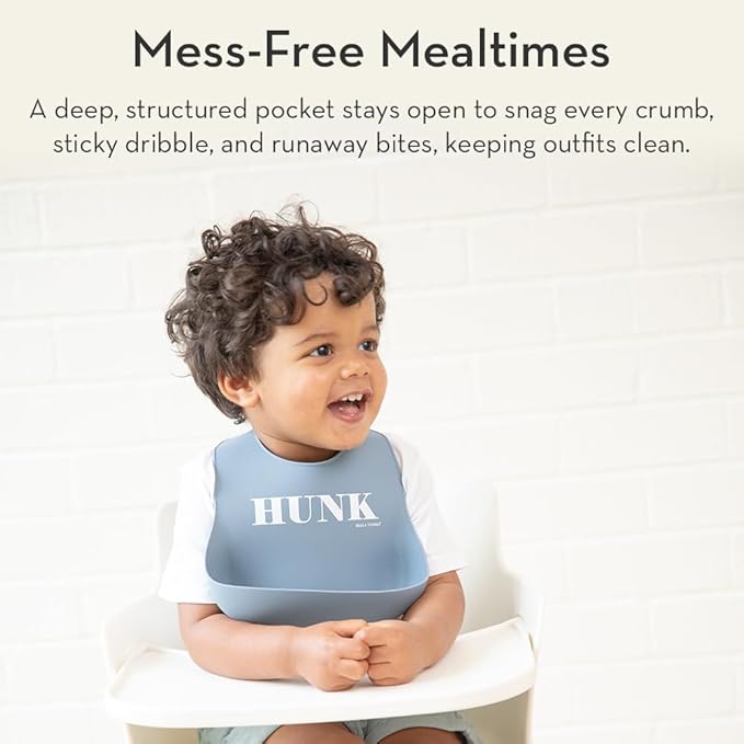Bella Tunno Baby Bib for Eating, Waterproof Silicone Bib with Large Food Catcher, Adjustable Fit for Babies 4-12 months & Toddlers 1-3 Years, Boys & Girls, K for Kiddo