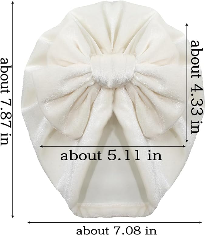 Baby Girls Hair Bow Turban Hat 6PCS Set, Top Bowknot Head Wrap Beanie India Caps - Image 2