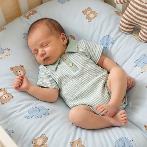 VISGOGO Baby Boy Striped Romper Waffle Short Sleeve Button Oversized Bodysuit - Image 2