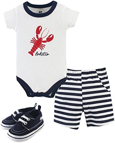 Hudson Baby Unisex Baby Cotton Bodysuit, Shorts and Shoe Set by HudsonBaby