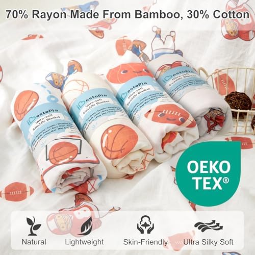 Baby Swaddle Blankets, Bamboo Muslin Receiving Blanket | 4-Pack, Lightweight & - Image 2