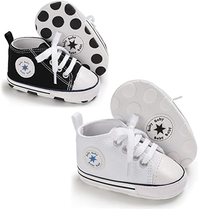 Unisex Baby Girls Boys Canvas High-top Shoes, Newborn Infant Anti-Slip Soft - Image 5