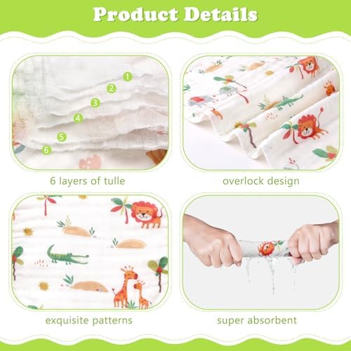 Baby Burp Cloths Muslin Washcloths 6 Pack Cotton Burp Rags - Image 4