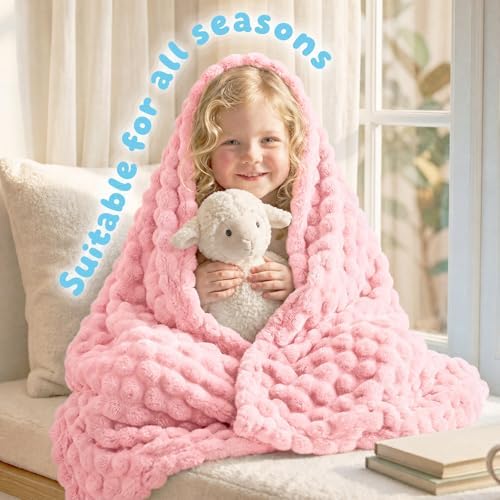 Pink Fleece Baby Blanket, Soft Cozy Baby Blankets - Image 2