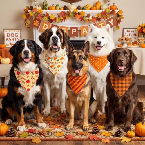 50 Pcs Fall Dog Bandanas Bulk Autumn Pumpkin Maple Leaves Pattern - Image 5