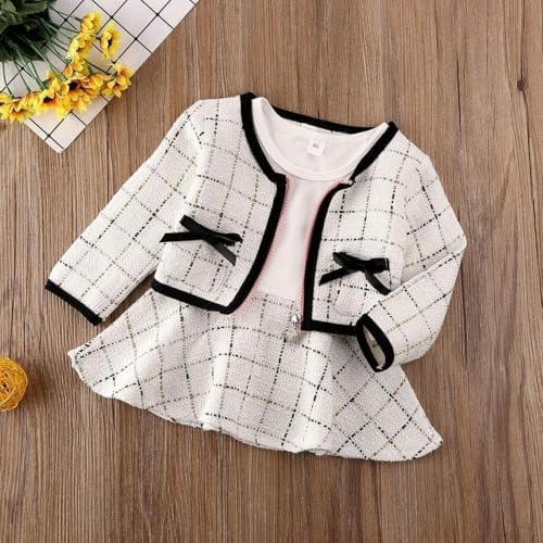 Toddler Kids Baby Girls Plaid Skirt Set Cardigan Jacket Coat + Tutu Dress Set - Image 2