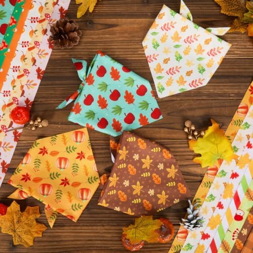 100 Pcs Fall Dog Bandanas Bulk Autumn Pumpkin Maple Leaves Pattern - Image 5