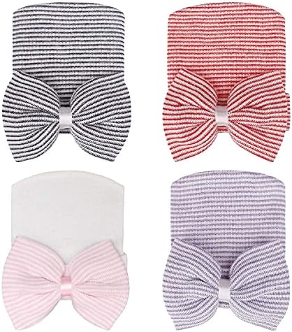 DRESHOW BQUBO 4 Pack Newborn Hospital Hat Infant Baby Hat Cap - Image 2