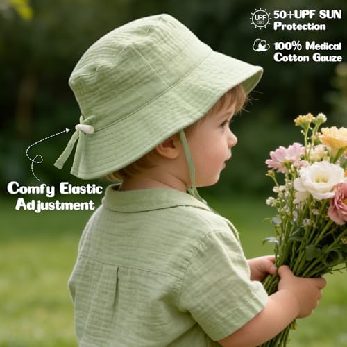 Baby Sun Hat Infant Toddler Summer Cotton Yarn Beach Bucket Hat - Image 6