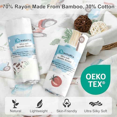 Baby Swaddle Blankets, Bamboo Muslin Receiving Blanket | 2-Pack, Lightweight & - Image 2