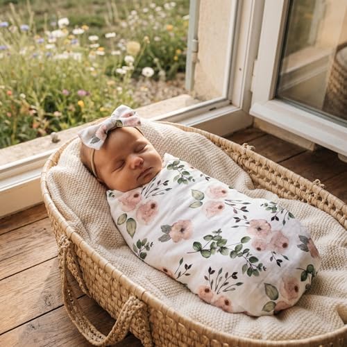 Floral Receiving Blankets for Baby Girls Swaddle Blanket - Image 3