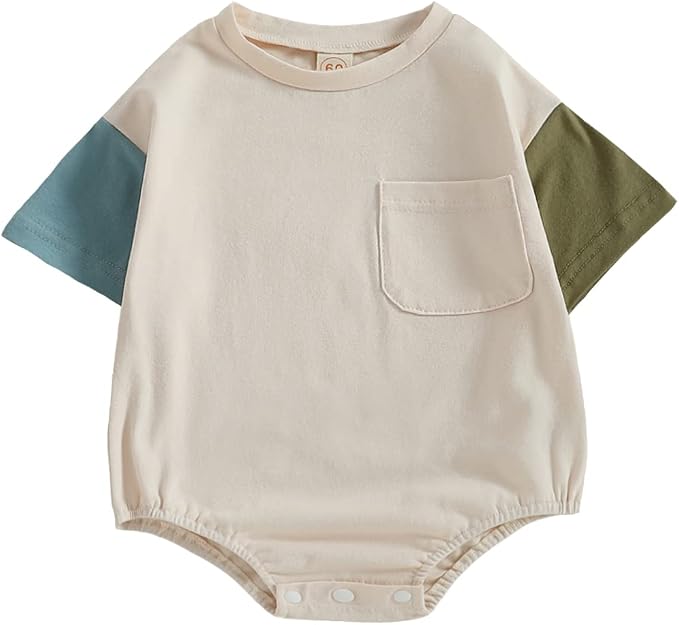 Twopumpkin Baby Bubble Romper Boy Oversized Bodysuit Retro Rompers Short Sleeve by Twopumpkin