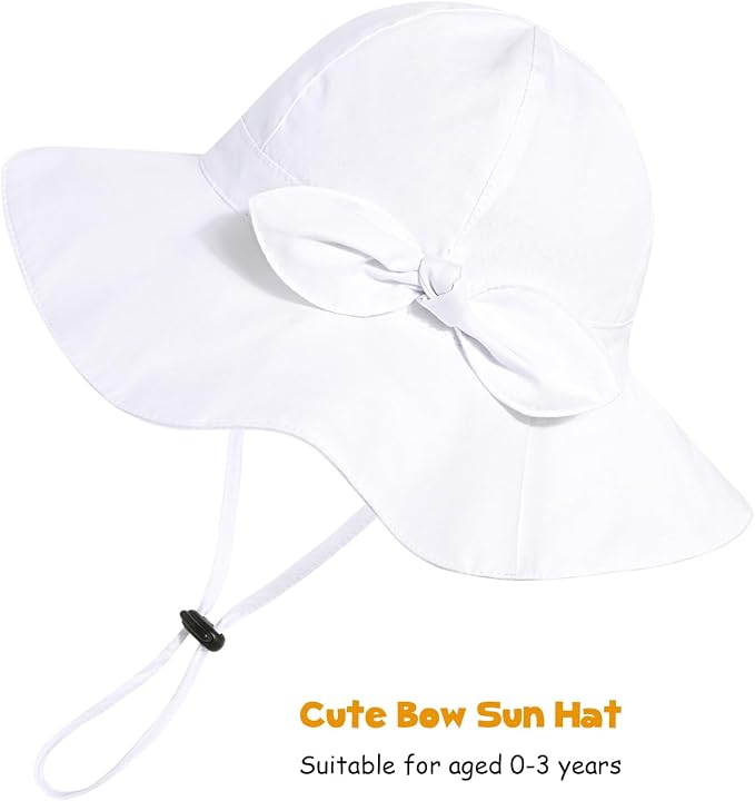 Baby Girl Sun Hat with UPF 50+ Outdoor Adjustable Beach Hat with Wide Brim - Image 2
