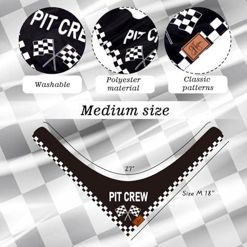 JarThenaAMCS 2Pcs Race Car Pit Crew Dog Bandana Black White Race Checkered Flag - Image 2