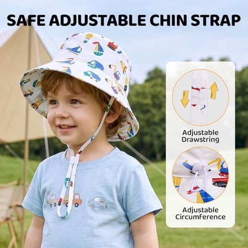 Toddler Bucket Hats UPF 50+ Baby Sun Hat Adjustable Kids Sun Protection Summer - Image 4