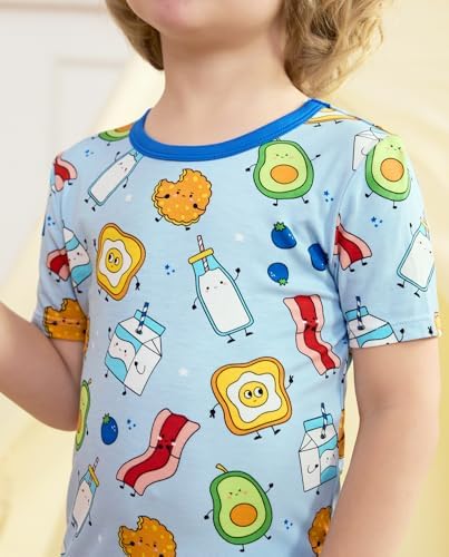babee Reshinee Bamboo Viscose Toddler Boys Pajamas Set, Short Sleeve Kids - Image 2