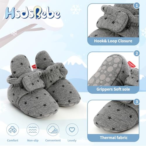HsdsBebe Unisex Newborn Baby Cotton Booties Non-Slip Sole - Image 6