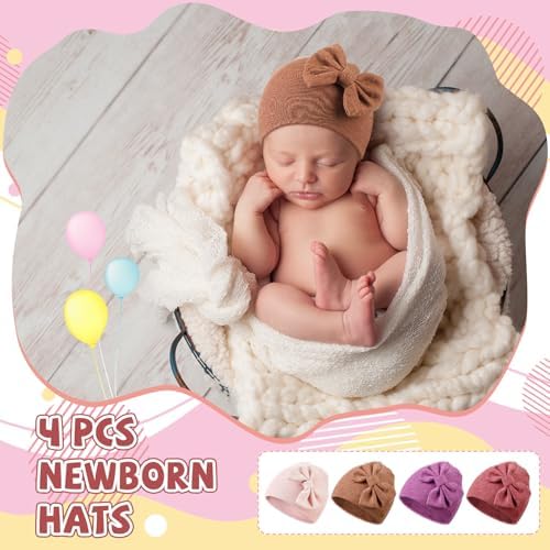 Cuffbow 4 Pcs Preemie Hats Baby Cap - Image 4