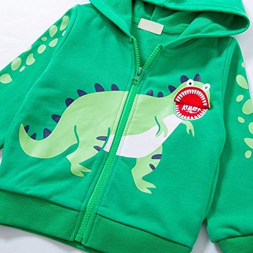 Baby Toddler Boys Dinosaur Hooded Zip Jacket Casual Outerwear Active Sweatshirt - Image 2