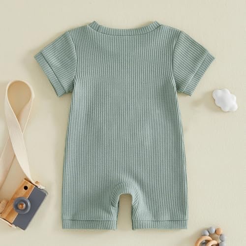 allshope Newborn Baby Boy Summer Outfit Romper Letter Embroidery Short Sleeve - Image 7
