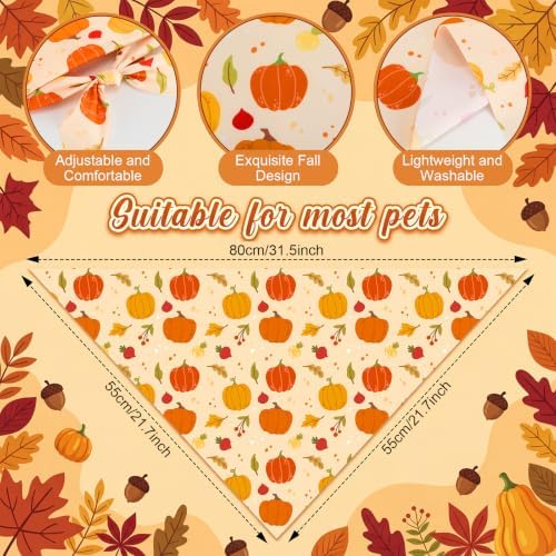 50 Pcs Fall Dog Bandanas Bulk Autumn Pumpkin Maple Leaves Pattern - Image 3