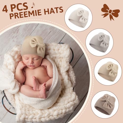 Cuffbow 4 Pcs Preemie Hats Baby Cap - Image 3