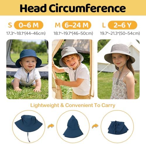 Toddler Bucket Hats UPF 50+ Baby Sun Hat Adjustable Kids Sun Protection Summer - Image 6