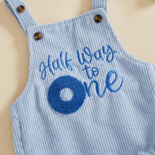 Honganda Baby Boy 1/2 Birthday Outfit Half Way to One Cake Smash Romper - Image 6