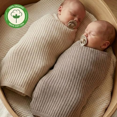 Receiving Blankets, 100% Organic Cotton Knit, Baby Swaddle 2-Pack | - Image 2