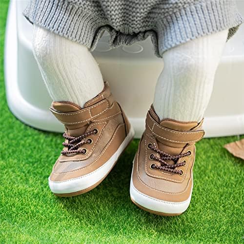 Meckior Toddler Baby Boys Girls High Tops Ankle Sneakers Soft Anti-Slip Sole PU - Image 2