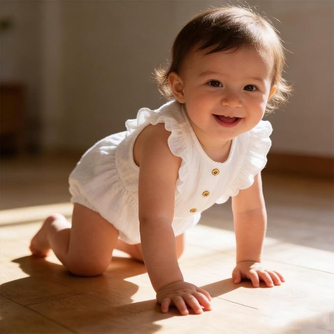 Baby Girl Bubble Romper Muslin Cotton Newborn Summer Clothes, 0-18M | Baby - Image 6