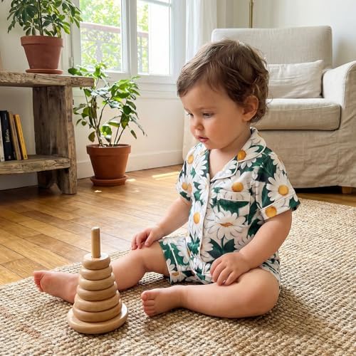 Kuriozud Baby Girl Boy Romper Pajamas Onesie Short Sleeve Button Down Pjs - Image 4
