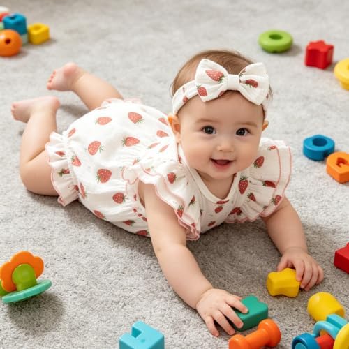 TITKKOP Ruffle Bubble Romper for Baby Girl | One-Piece Shorts Jumpsuit | Summer - Image 2