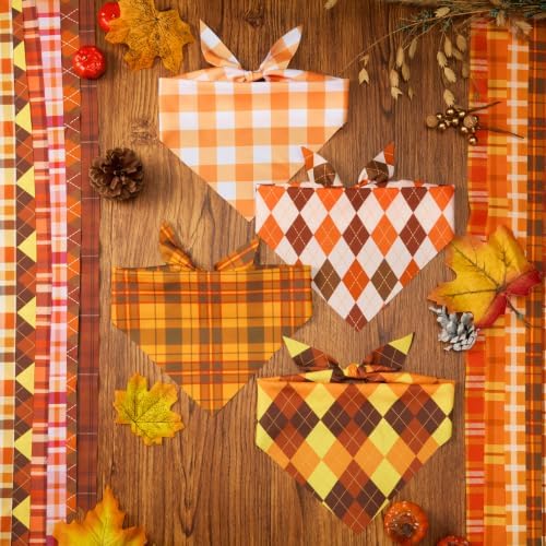 50 Pcs Fall Plaid Dog Bandanas Bulk Autumn Gingham Check Pattern - Image 5