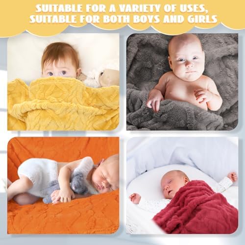 VitalCozy 4 Pcs Fleece Baby Blankets 3D Plush Soft Newborn, Warm Receiving - Image 6