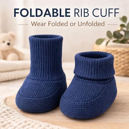 CEOBABY Baby Booties 0–3 Months, Newborn Shoes, Soft Cotton Infant Bootie Socks - Image 5