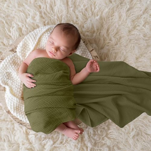 Bearmoss Muslin Swaddle Blankets, 40 x 38 inches Baby Swaddle - Image 4