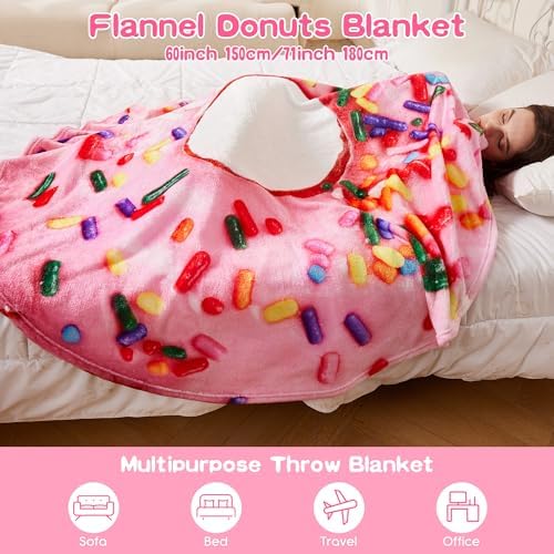 SeaRoomy Donut Blanket, Realistic Food Funny Donuts Blanket, 60 in，Pink - Image 2