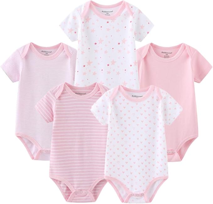 Kiddiezoom Baby Bodysuit Newborn Short Sleeve baby One-Piece Cotton 5-Pack baby by Kiddiezoom