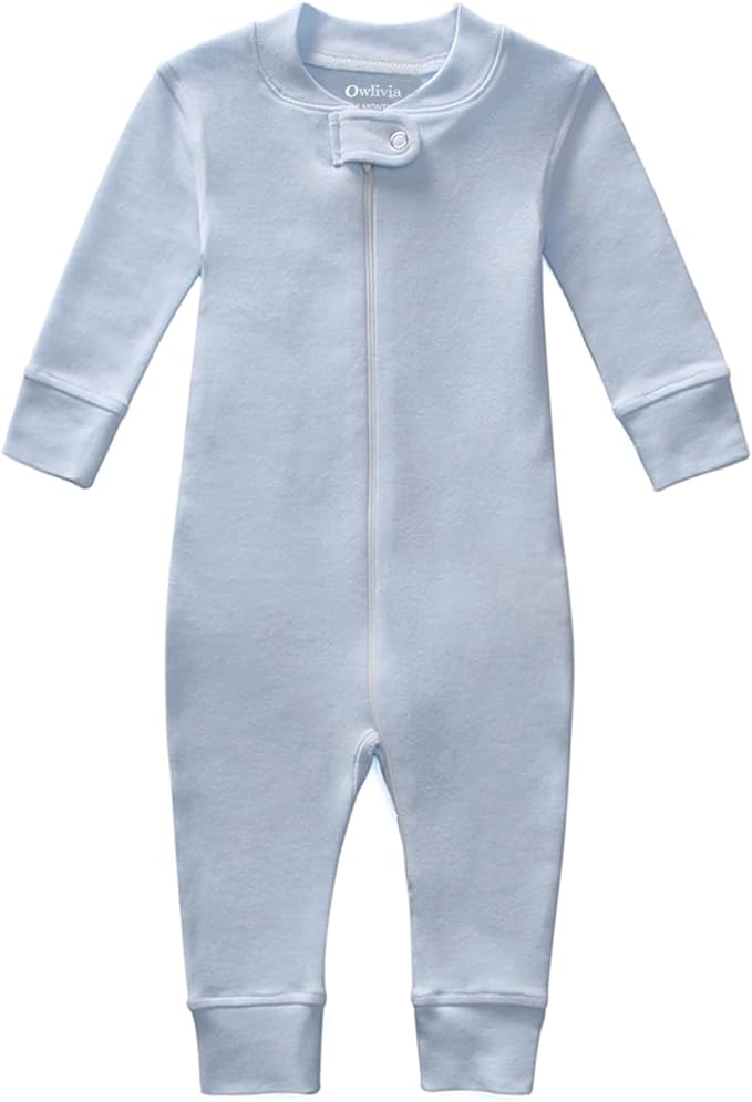 Owlivia Organic Cotton Baby Boy Girl Zip up Sleep 'N Play Pjs, Footless, Long Sleeve