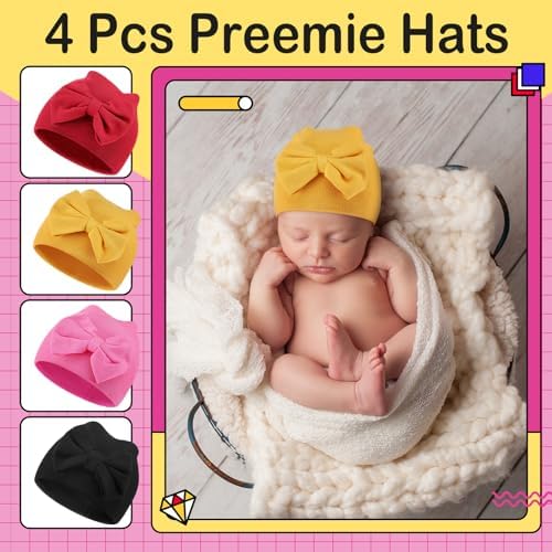 Cuffbow 4 Pcs Preemie Hats Baby Cap - Image 3