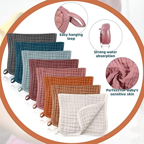 8 Packs Muslin Burp Cloths Large 20" x 10", 6 Layers Unisex Baby Absorbent 100% - Image 3