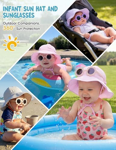 Durio UPF50+ Baby Sun Hat and Sunglasses - Image 2