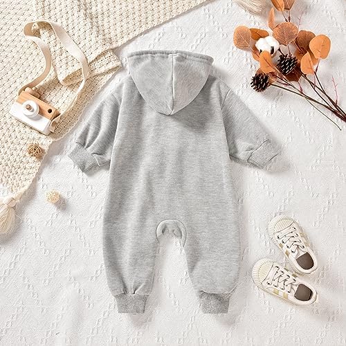 Unutiylo Unisex Baby Boys Girls Long Sleeve Infant Baby Zipper Hooded Jumpsuits - Image 4