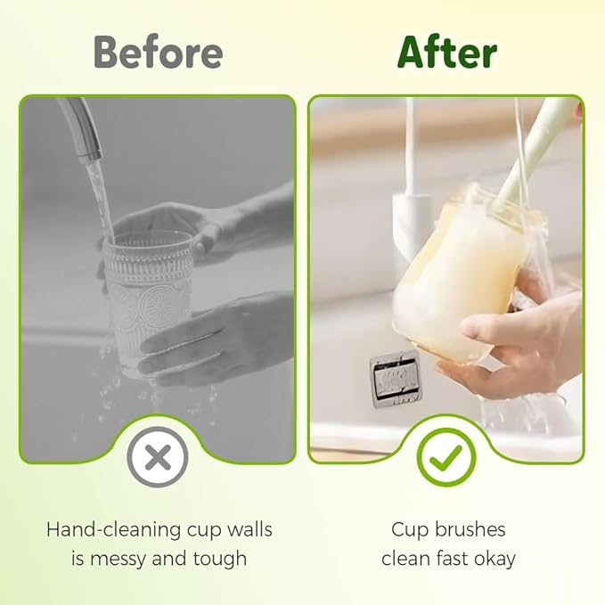 5 in 1 Bottle Cleaning Brush, Multifunctional Water Bottles Cleaner Brushs Portable Bottle and Lid Cleaning Brush Tool, Straw Cleaner Brushs for Baby Bottles Tumblers Glass Cups (2, Mix)