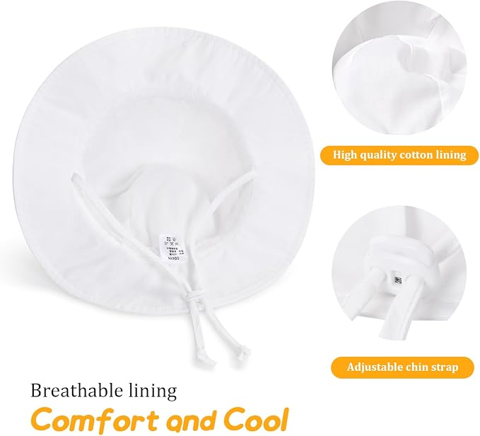 Baby Girl Sun Hat with UPF 50+ Outdoor Adjustable Toddler Beach Hat with Wide - Image 5