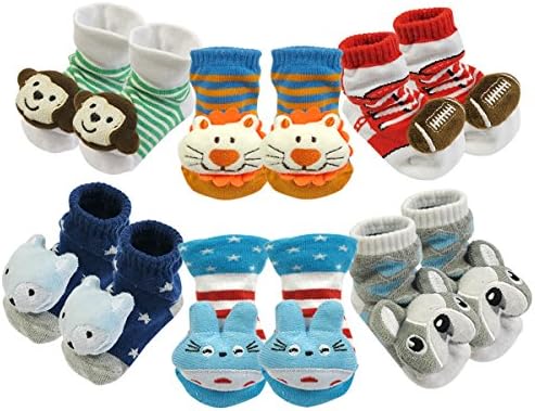 Bowbear Adorable Baby 6 Pair Non-Skid Bootie Socks by Bowbear
