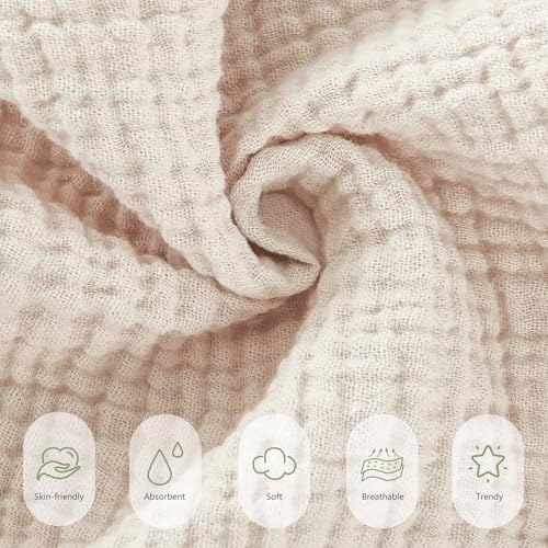 Susurration Muslin Burp Cloths 24x24 Inches Ultra Soft 100% Cotton | 7 Pack - Image 5